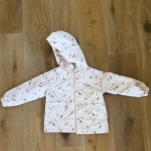 Rylee + Cru Blush Pink Horse-Print Hooded Raincoat